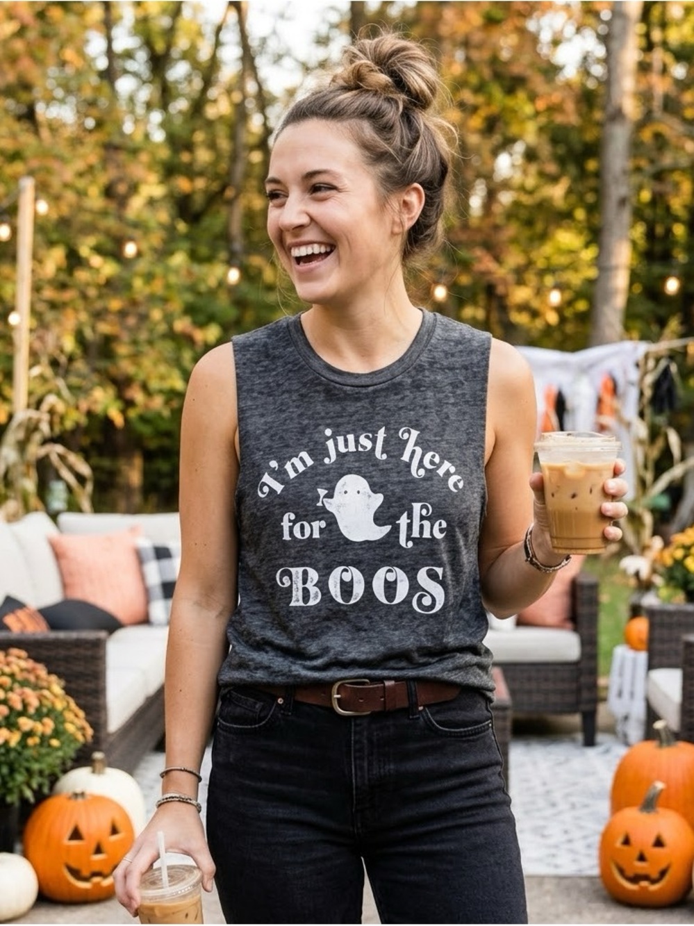 Target Halloween "I'm Just Here for the Boos" Ghost Muscle Tank